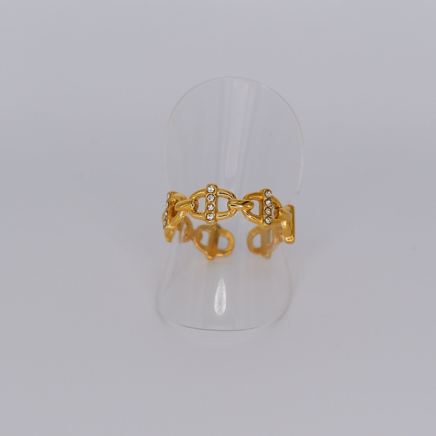 Anel Ajustável Dourado com Brilhantes