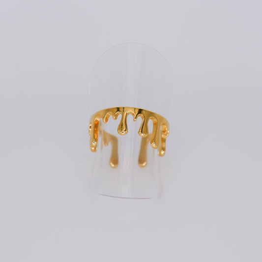 Anel Ajustável Dourado Escorrido