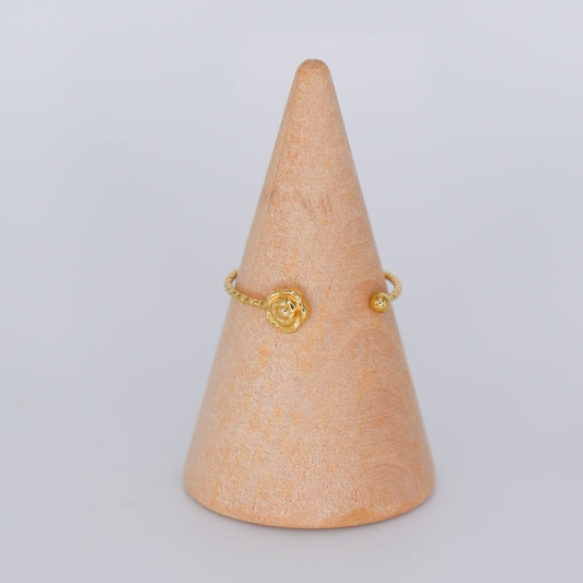 Anel Ajustável Dourado Flores