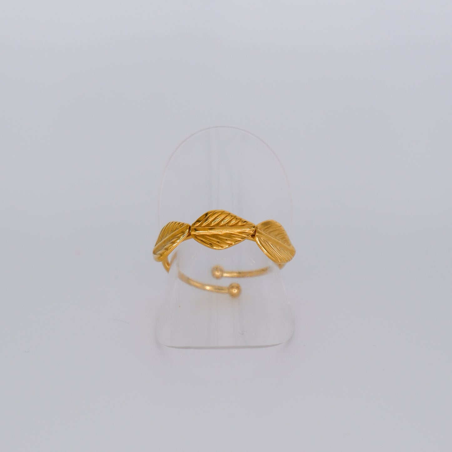 Anel Ajustável Dourado Folhas