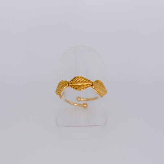 Anel Ajustável Dourado Folhas