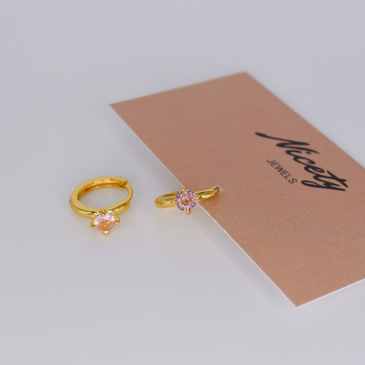 Argola S925 Dourada com Brilho Rosa