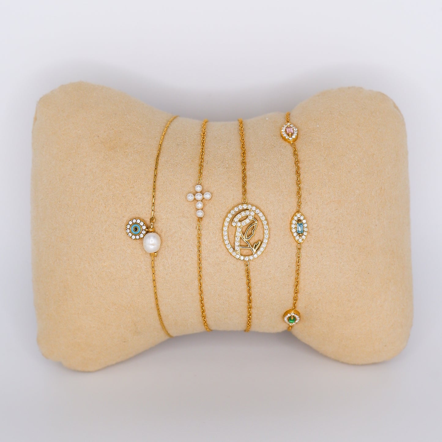 Pulseira Olho Pendente, Cruz, Senhora de Fátima e Olhos