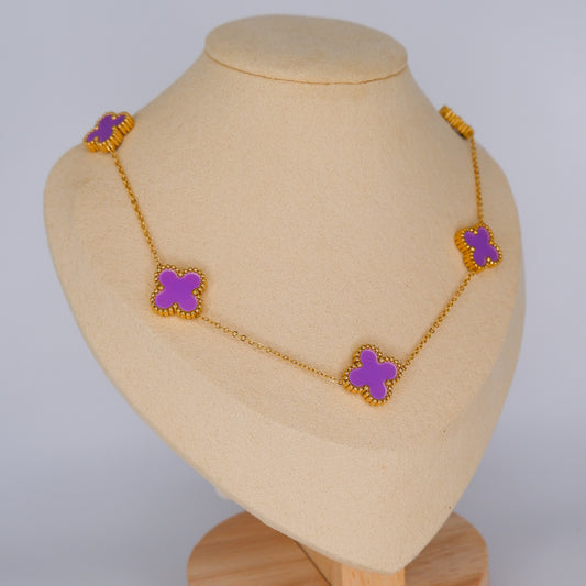 Colar 5 Trevos Lilás