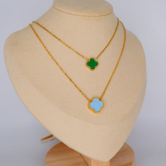 Colar Trevo Verde e Azul Bebé