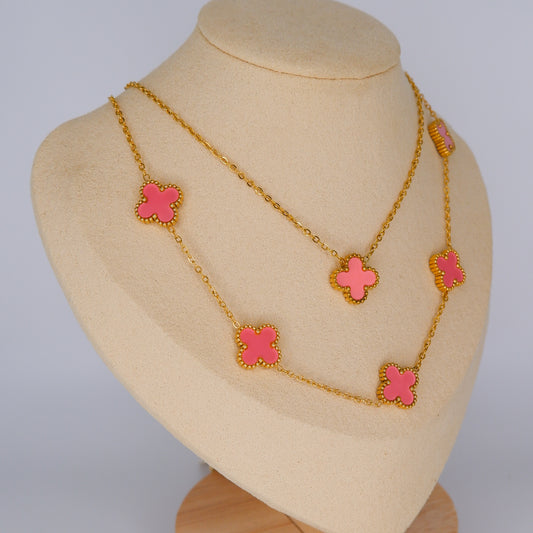 Colar Trevos Rosa Bébé