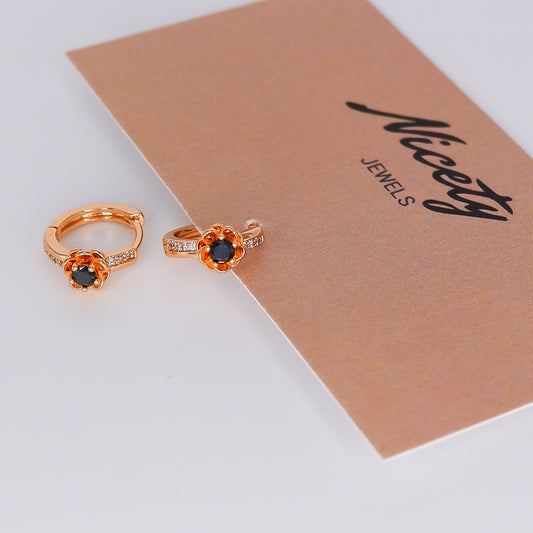 Argola Hipoalergénica Flor Preta