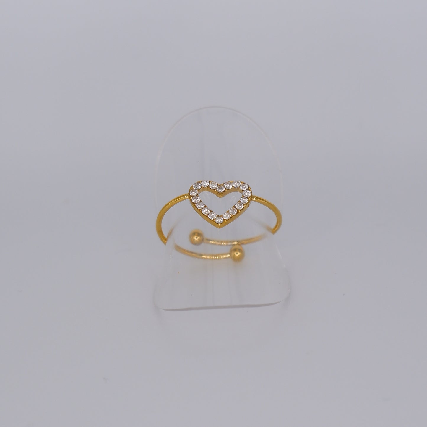 Anel Ajustável Dourado Coração Brilhantes