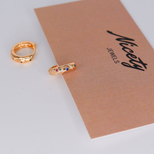 Argola Hipoalergénica 3 Brilhantes Coloridos