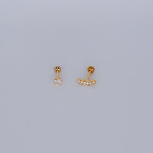 Piercing Bolinha Banho de Ouro Ponto de Luz e Curvo