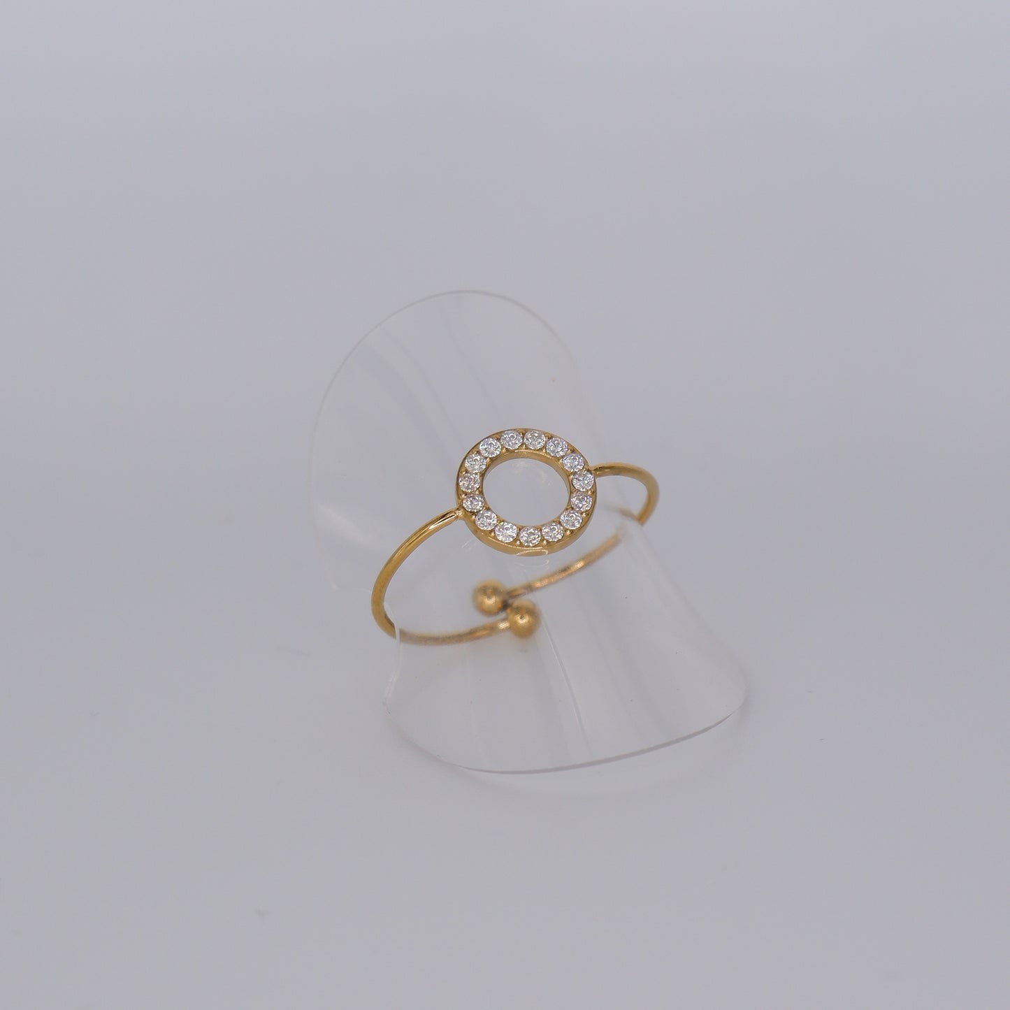 Anel Ajustável Dourado Círculo Transparente