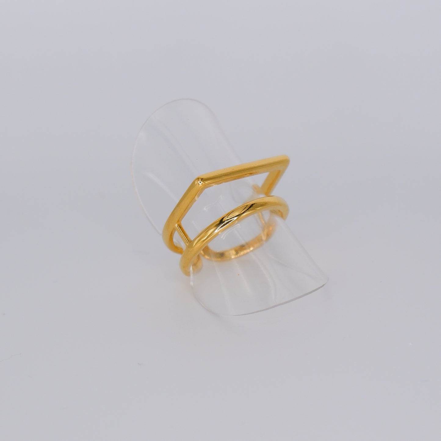 Anel Ajustável Dourado Curvo e Reto