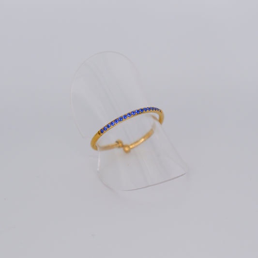 Anel Ajustável Dourado Azul Escuro