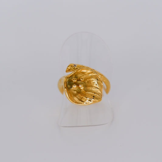 Anel Ajustável Dourado Flor