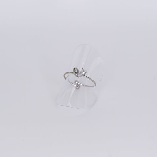 Anel Ajustável Coração com Brilho