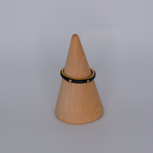 Anel S925 preto com brilhantes