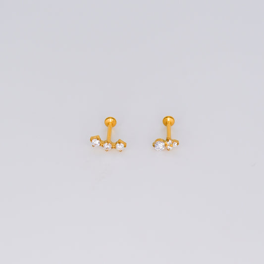 Piercing Achatado Curvo e Flor com Brilho