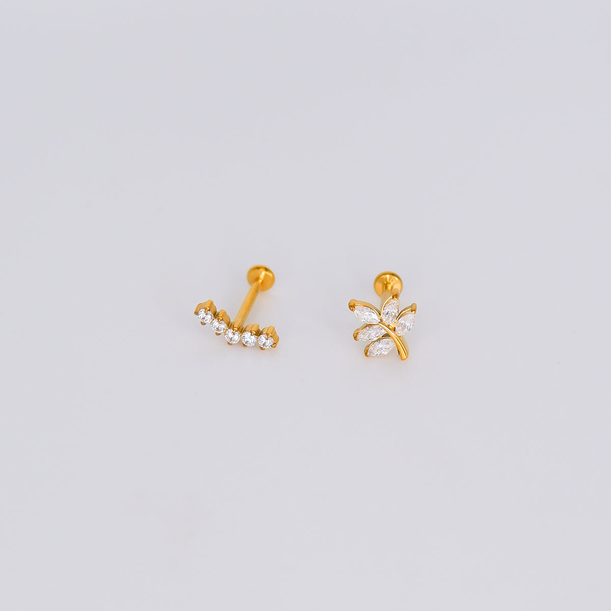 Piercing Achatado Curvo e Folha
