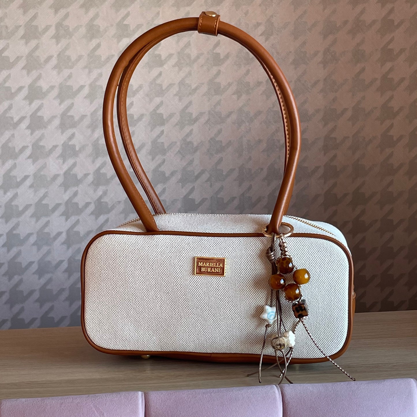 Mala Mariella Burani Beige e Castanha