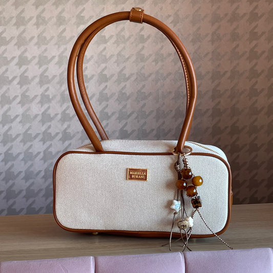Mala Mariella Burani Beige e Castanha