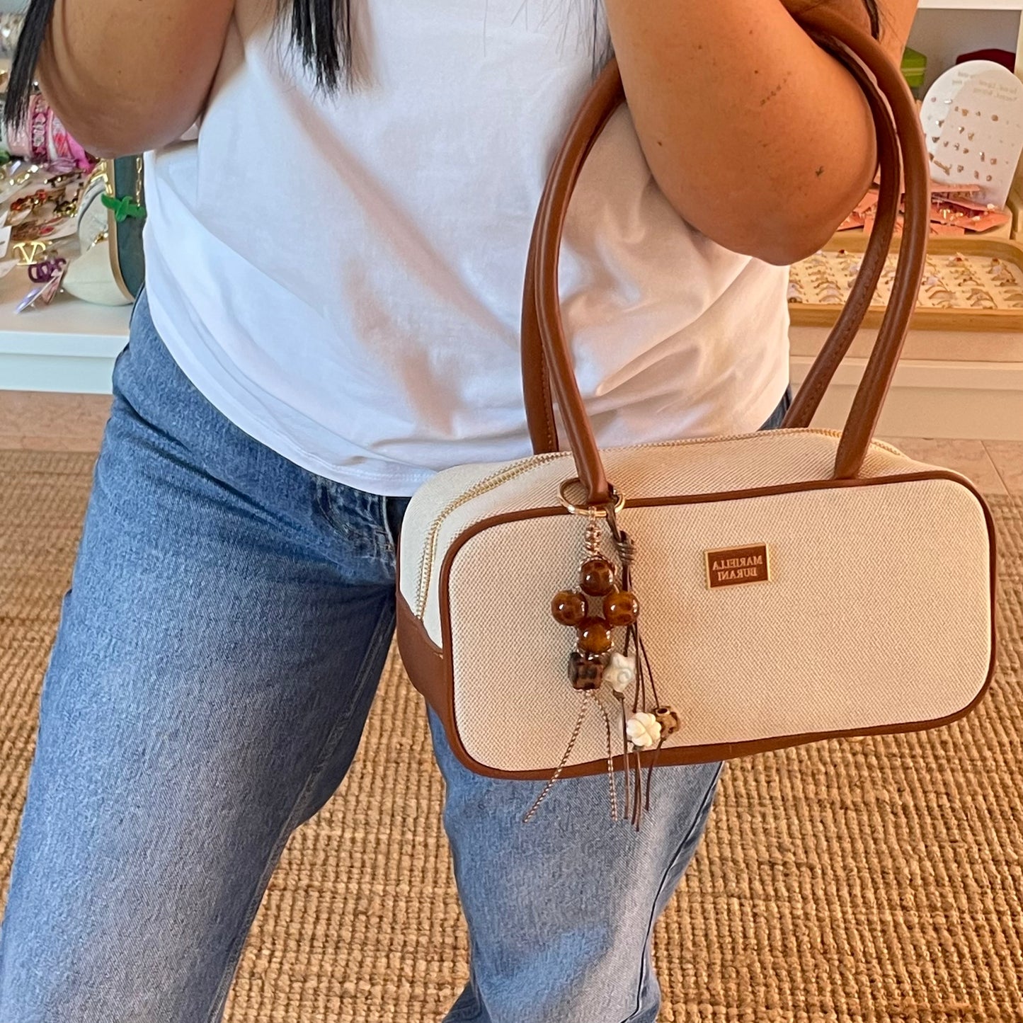 Mala Mariella Burani Beige e Castanha