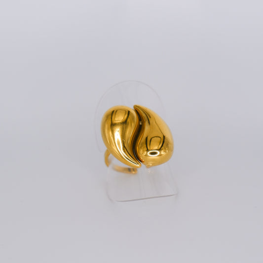 Anel Ajustável Dourado Gotas