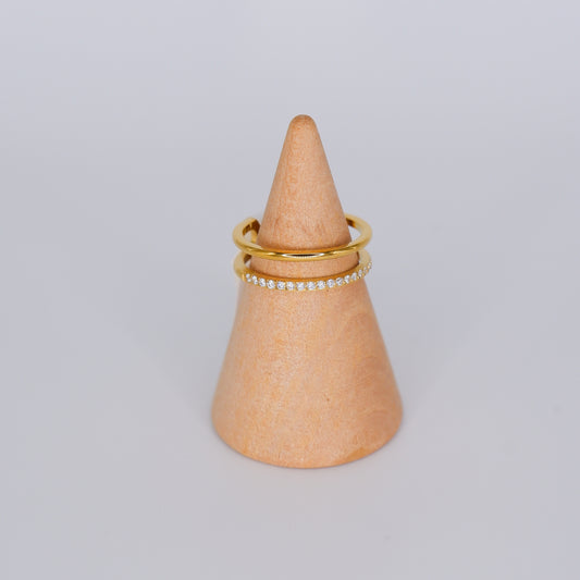 Anel Dourado Duplo com Brilhantes