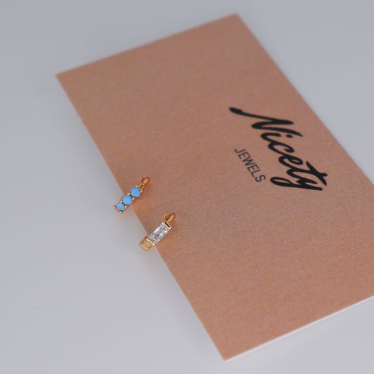 Mini Argolas 6mm Hipoalergénicas Azul Bébé e Rectângulo Transparente