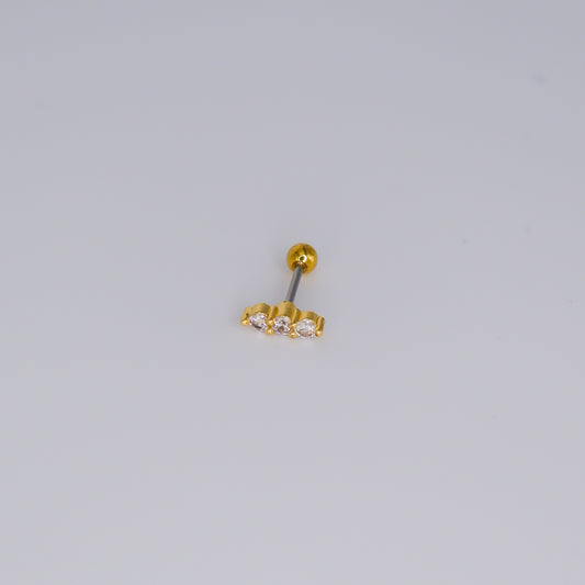 Piercing Bolinha Aço Inoxidável Dourado Risco
