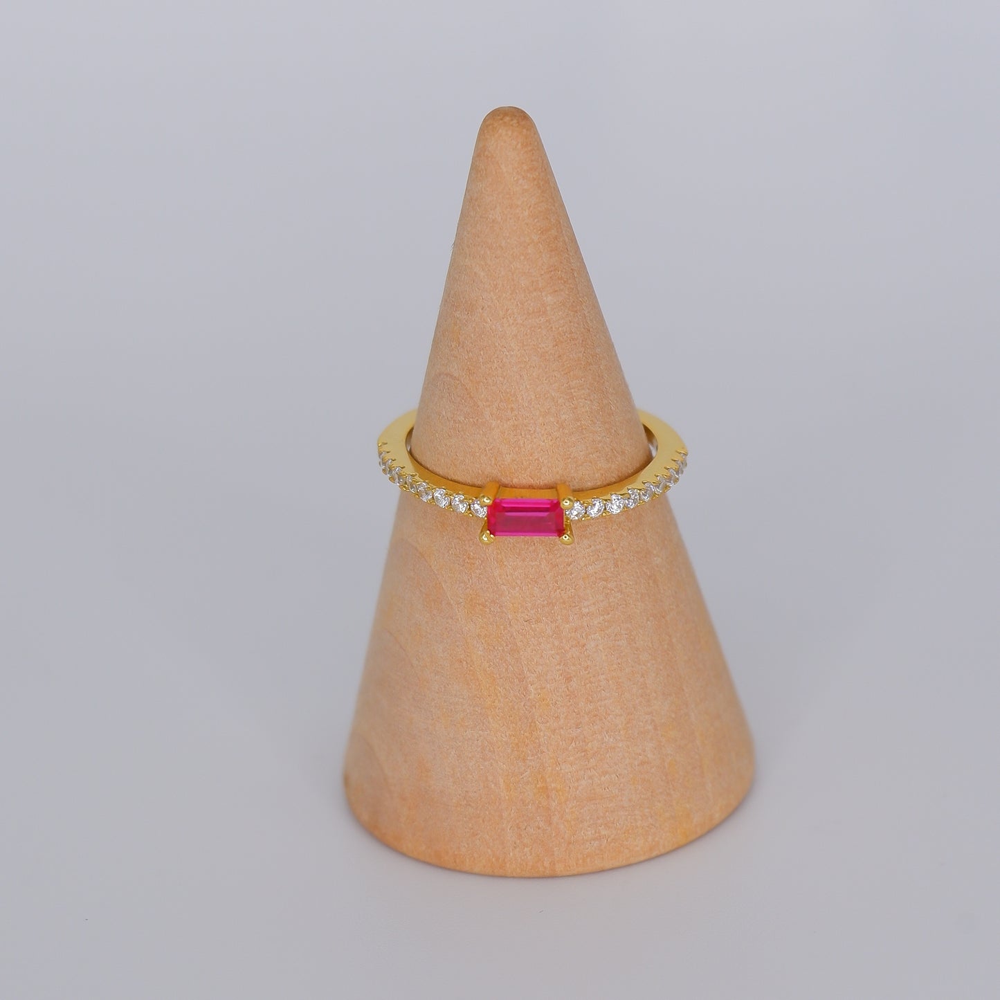 Anel S925 Rectângulo Rosa