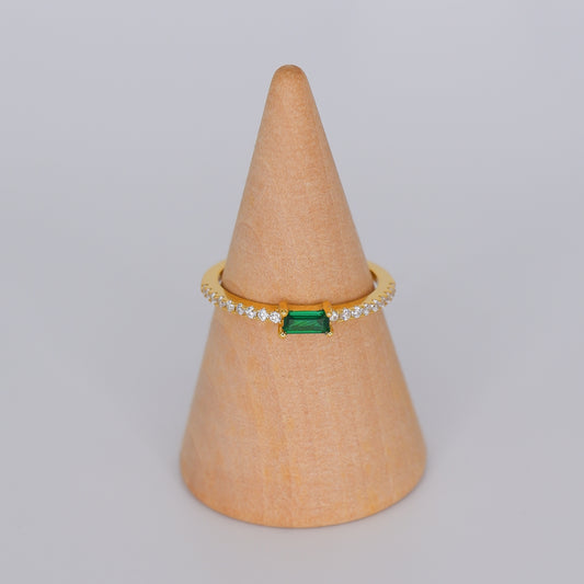 Anel S925 Rectângulo Verde