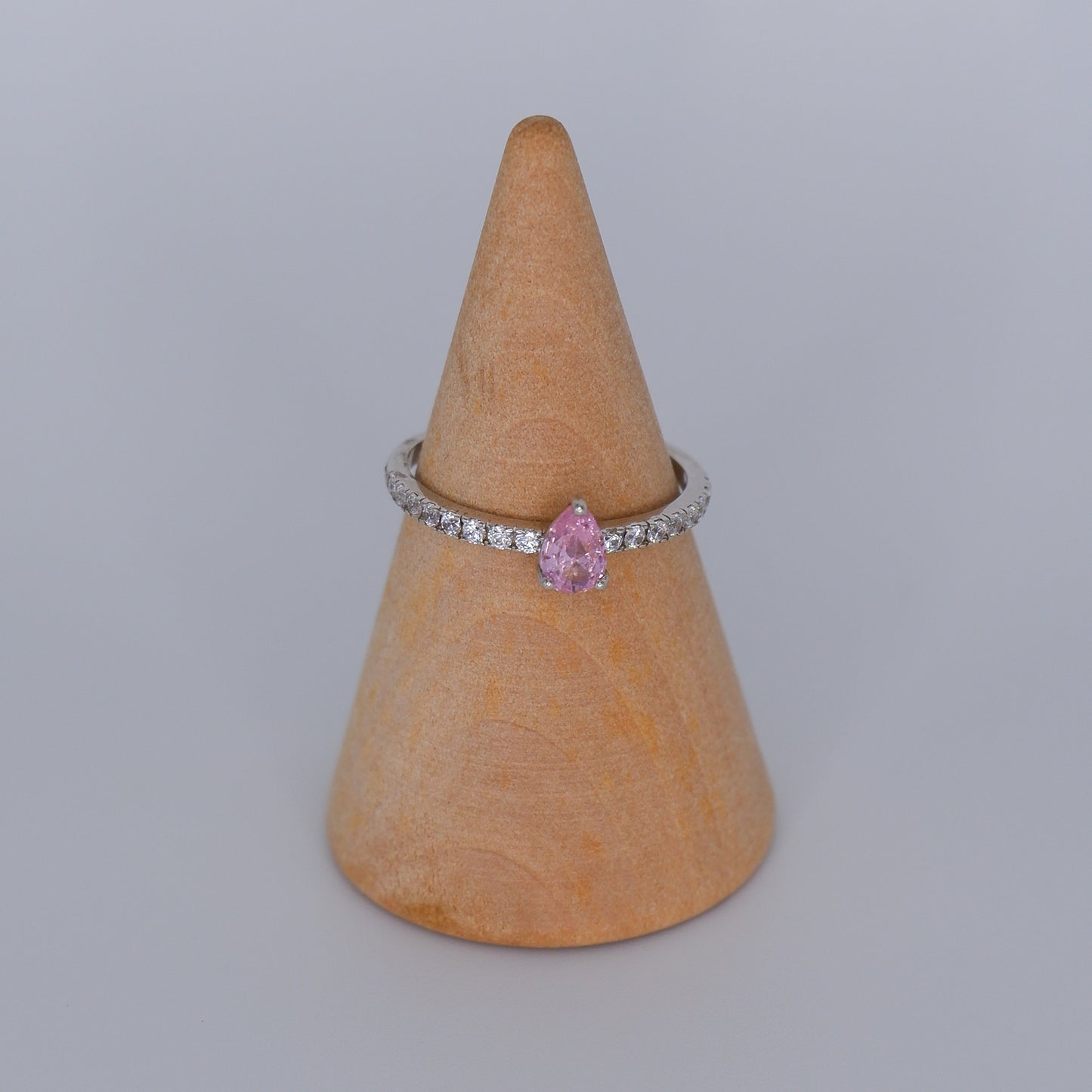 Anel S925 Gota Rosa Bébé