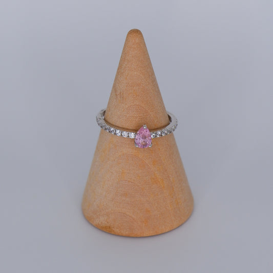 Anel S925 Gota Rosa Bébé