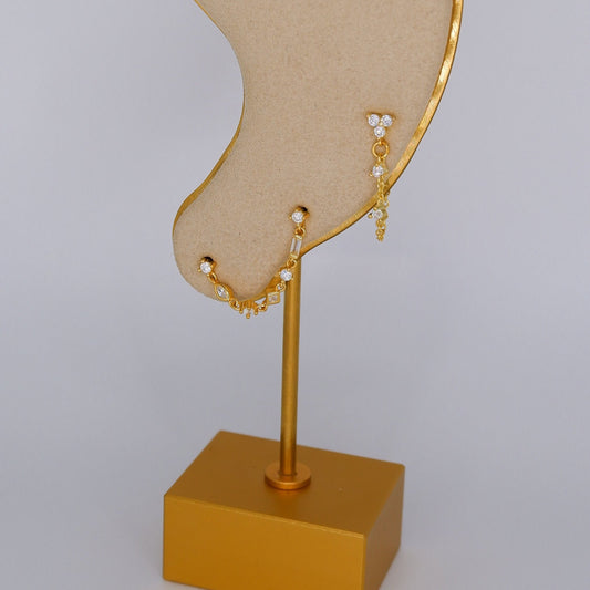 Argola S925 Transparente Corrente c/ Brilhantes