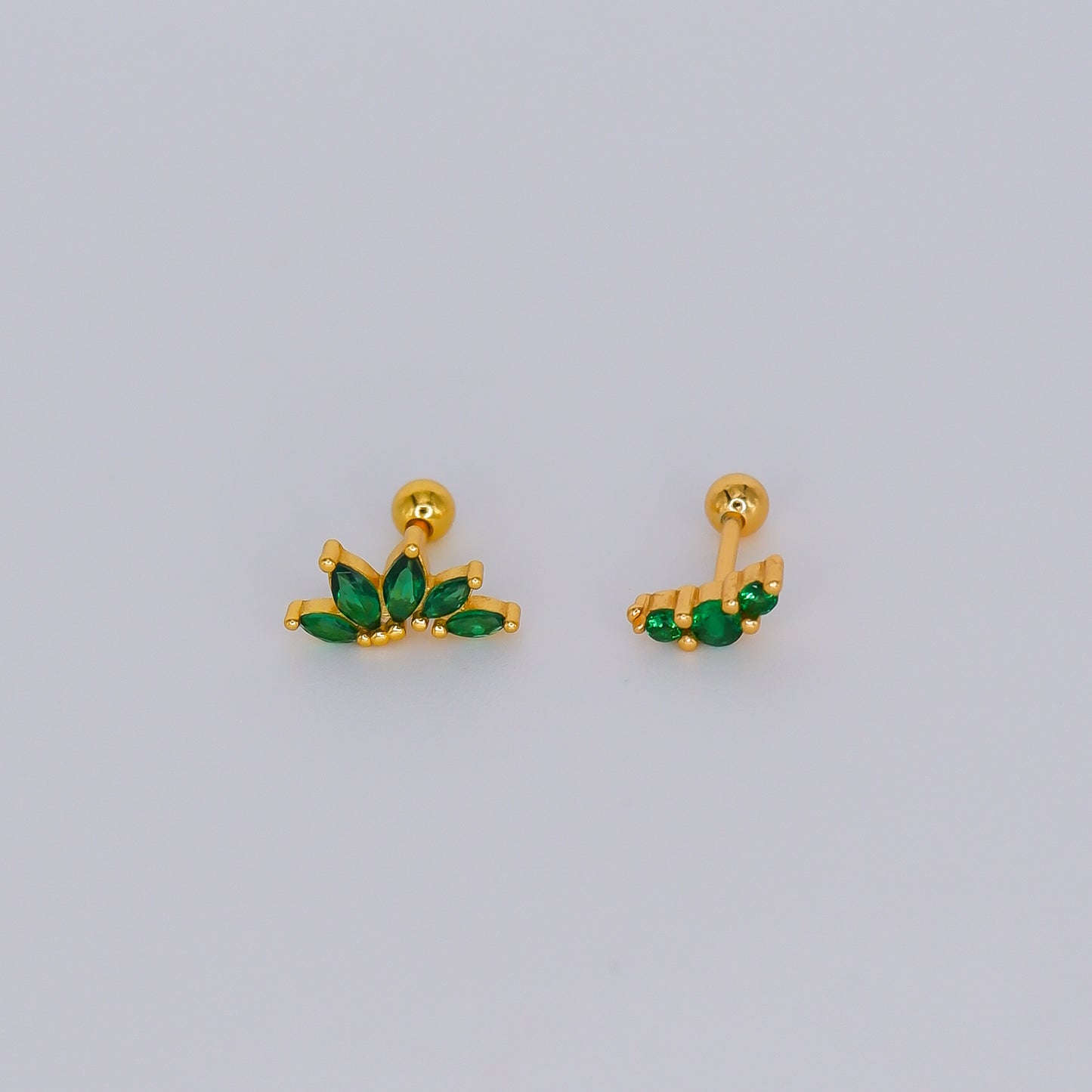 Piercings Bolinha Longo e Curvo Verde