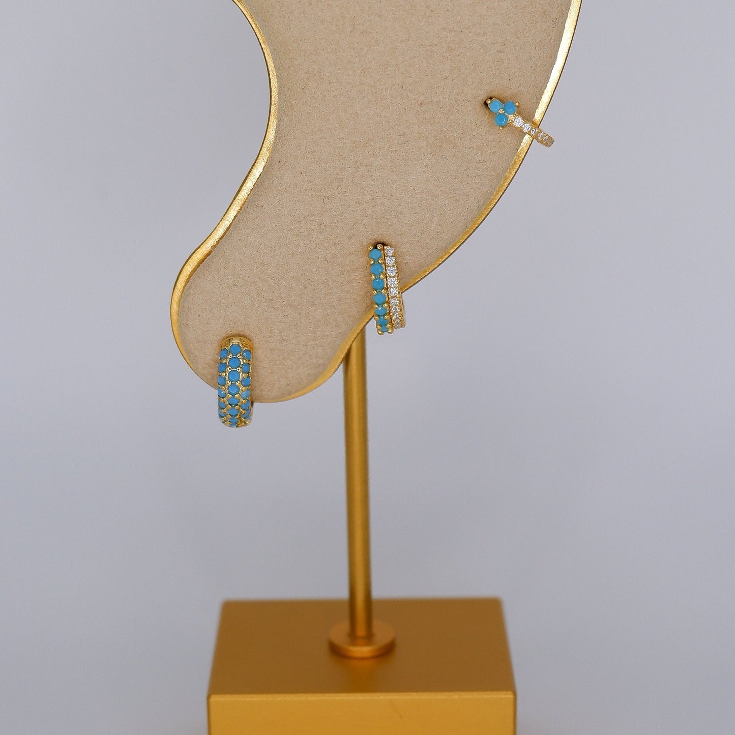 Argola S925 Azul Bebé c/ Brilhantes