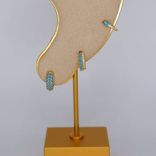 Argola S925 Azul Bebé c/ Brilhantes