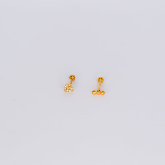 Piercing aperta atrás Coração e 3 Bolas