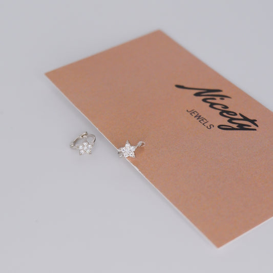 Mini Argolas 5mm S925 Estrela Prateada