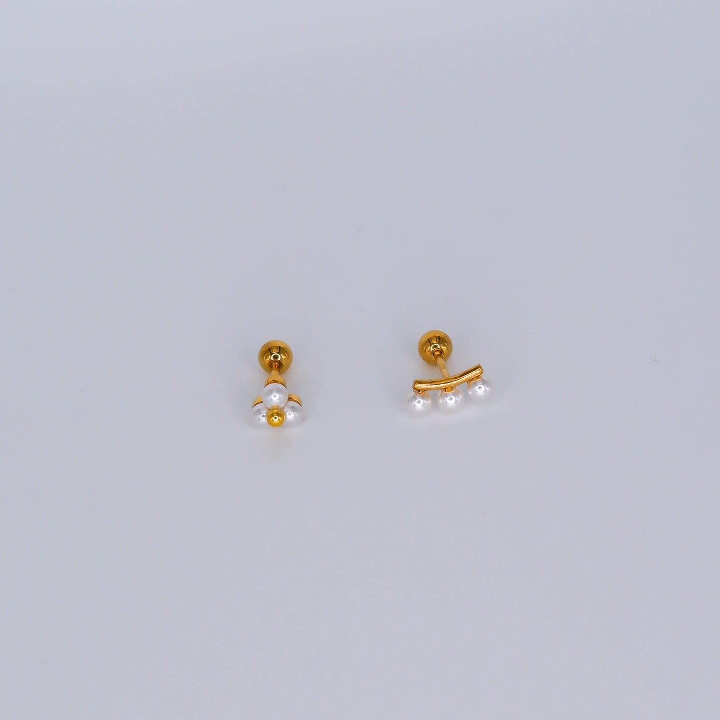 Piercing Aço Inoxidável Flor e Curvo Pérolas