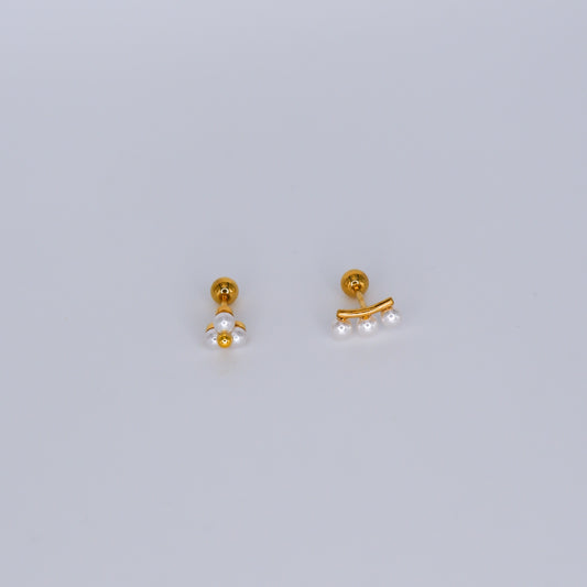 Piercing Aço Inoxidável Flor e Curvo Pérolas