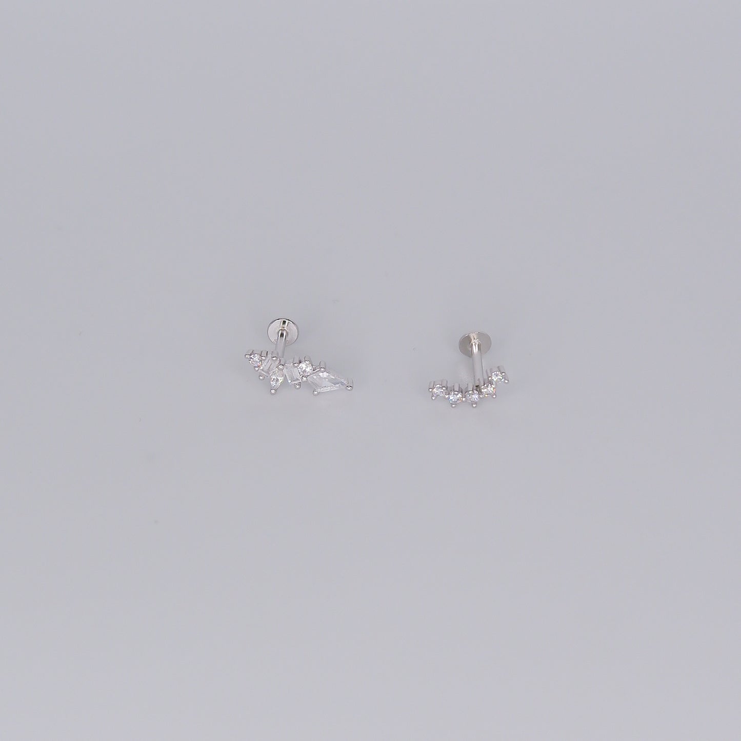 Piercings Achatados Prateados #13 Longo e Curvo