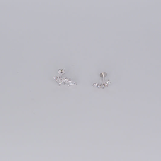 Piercings Achatados Prateados #13 Longo e Curvo