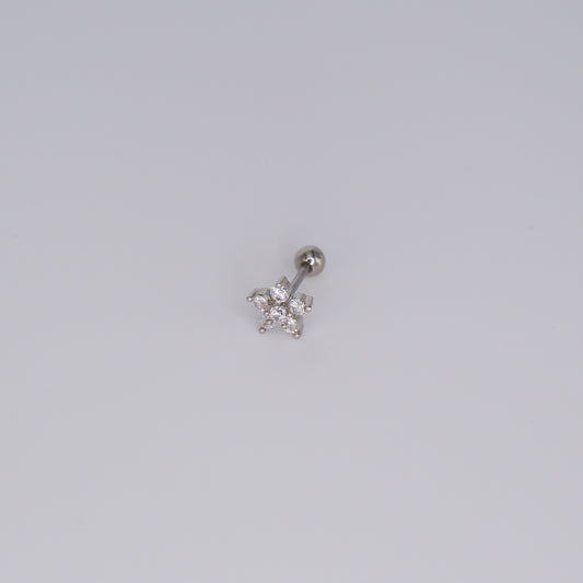 Piercing Bolinha Aço Inoxidável Prateado Flor