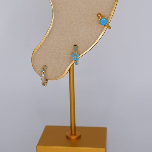 Argolas S925 Azul Bebé c/ Brilhantes