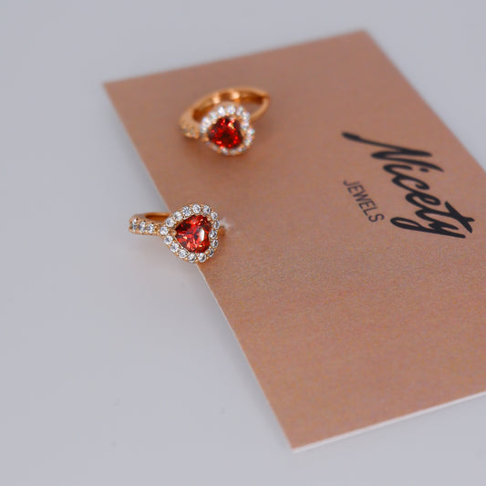 Argola Hipoalergénica Corações Vermelhos