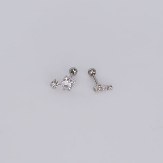 Piercing aperta atrás 2 brilhantes e Risco