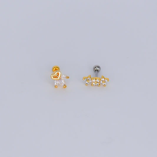 Piercing aperta atrás Coração e 3 Flores