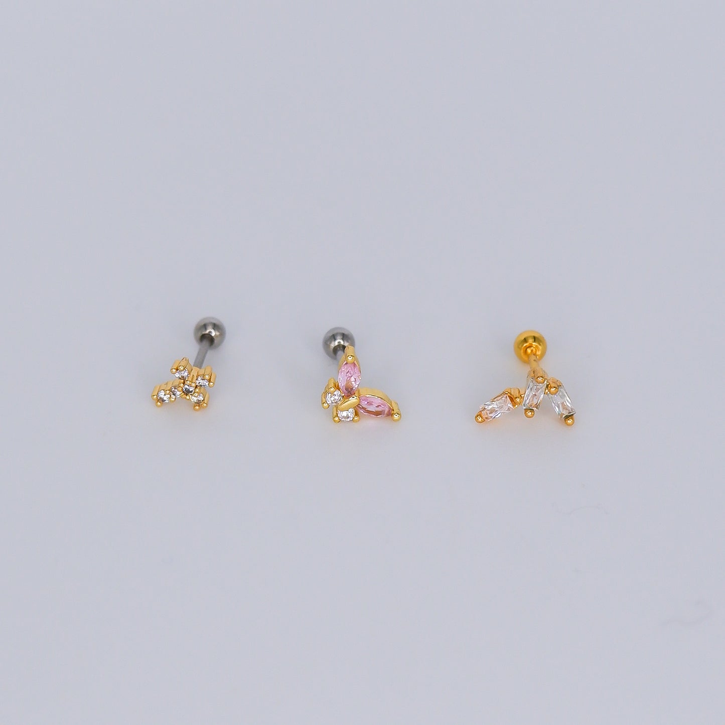 Piercing aperta atrás Cruz, Borboleta e 3 Riscos