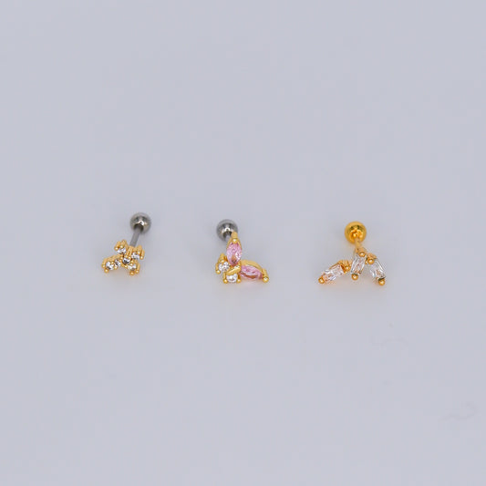 Piercing aperta atrás Cruz, Borboleta e 3 Riscos